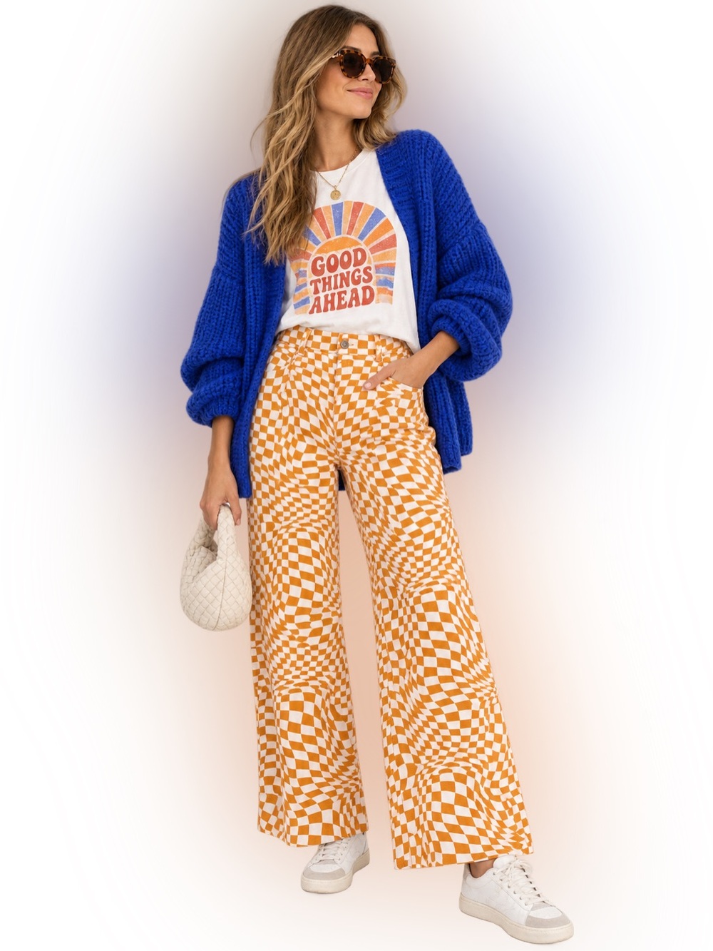 Free People Menorca Cropped Wide Leg Psychedelic Printed Pants Orange White 8
